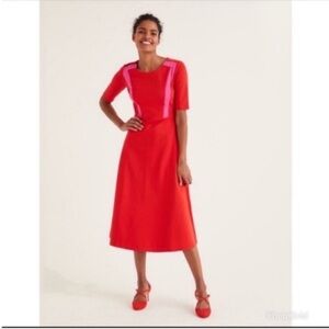 Chic Red and Pink Midi Dress